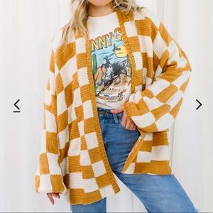 checkered cardigan